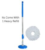 Universal Heavy Duty Spin Mop Stick Rod Handle Set with 1 Microfiber Refill (Heavy Blue) - Image 3