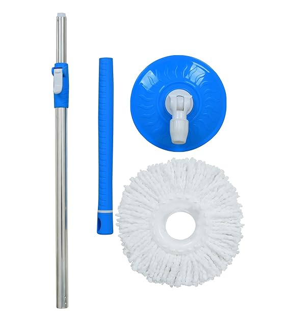 71BwaGt1aPL._SX569_ Universal Heavy Duty Spin Mop Stick Rod Handle Set with 1 Microfiber Refill (Heavy Blue) - Image 1