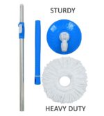 Universal Heavy Duty Spin Mop Stick Rod Handle Set with 1 Microfiber Refill (Heavy Blue) - Image 2
