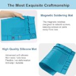 Heat-Resistant Antistatic Silicone Soldering ESD Mat – Magnetic Parts Organizer with Tool Slots for Electronics Repair, 45x30 cm (Blue Mat Only) - Image 5