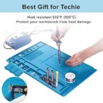 Heat-Resistant Antistatic Silicone Soldering ESD Mat – Magnetic Parts Organizer with Tool Slots for Electronics Repair, 45x30 cm (Blue Mat Only) - Image 4