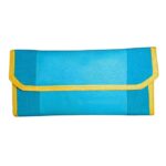 AVYRDO Slim Cheque Book Holder with 10 Compartments, Multiple Card Slots, Blending of Jute & Nylon (Blue and Yellow)