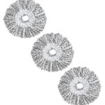 AVYRDO Heavy Duty Microfiber Spin Mop Head Replacement Refill, Mop Refill Only, Pack of 3, Dual Color Fibres (White and Grey)
