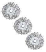 AVYRDO Heavy Duty Microfiber Spin Mop Head Replacement Refill, Mop Refill Only, Pack of 3, Dual Color Fibres (White and Grey)