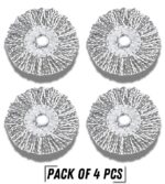 AVYRDO Heavy Duty Microfiber Spin Mop Head Replacement Refill, Mop Refill Only, Pack of 4, Dual Color Fibres (White and Grey) - Image 6