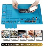 Professional Electronics Repair Mat, Anti Static ESD Safe Up To 500°C Heat-Resistant Silicone Mat Workbench, Size 45x30cm (Blue) - Image 3