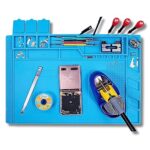Professional Electronics Repair Mat, Anti Static ESD Safe Up To 500°C Heat-Resistant Silicone Mat Workbench, Size 45x30cm (Blue)