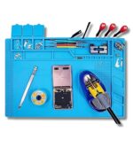 Professional Electronics Repair Mat, Anti Static ESD Safe Up To 500°C Heat-Resistant Silicone Mat Workbench, Size 45x30cm (Blue)
