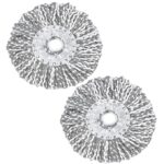 AVYRDO Heavy Duty Microfiber Spin Mop Head Replacement Refill, Mop Refill Only, Pack of 2, Dual Color Fibres (White and Grey)