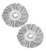 AVYRDO Heavy Duty Microfiber Spin Mop Head Replacement Refill, Mop Refill Only, Pack of 2, Dual Color Fibres (White and Grey)