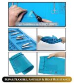 Professional Electronics Repair Mat, Anti Static ESD Safe Up To 500°C Heat-Resistant Silicone Mat Workbench, Size 45x30cm (Blue) - Image 4