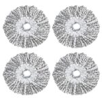 AVYRDO Heavy Duty Microfiber Spin Mop Head Replacement Refill, Mop Refill Only, Pack of 4, Dual Color Fibres (White and Grey)