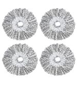 AVYRDO Heavy Duty Microfiber Spin Mop Head Replacement Refill, Mop Refill Only, Pack of 4, Dual Color Fibres (White and Grey)