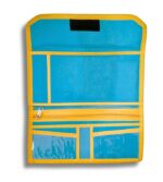 AVYRDO Slim Cheque Book Holder with 10 Compartments, Multiple Card Slots, Blending of Jute & Nylon (Blue and Yellow) - Image 2