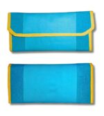 AVYRDO Slim Cheque Book Holder with 10 Compartments, Multiple Card Slots, Blending of Jute & Nylon (Blue and Yellow) - Image 3