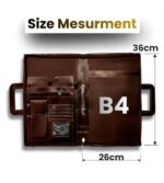 All-in-One PU Leatherette Professional Executive File Folder Document Organizer with 2 Binder Ring, Secure Hidden Handle, Multi Pockets & Zipper Closure Big Size B4 (Brown) - Image 7