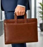 All-in-One PU Leatherette Professional Executive File Folder Document Organizer with 2 Binder Ring, Secure Hidden Handle, Multi Pockets & Zipper Closure Big Size B4 (Brown) - Image 3